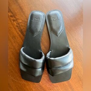 Marc Fisher Black Quilted Padded Slide Sandals
